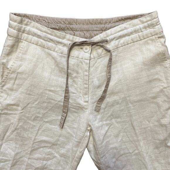 THE EARTH COLLECTION Linen Cotton Straight Leg Cropped Pants in Ivory SZ 10 - Picture 2 of 10